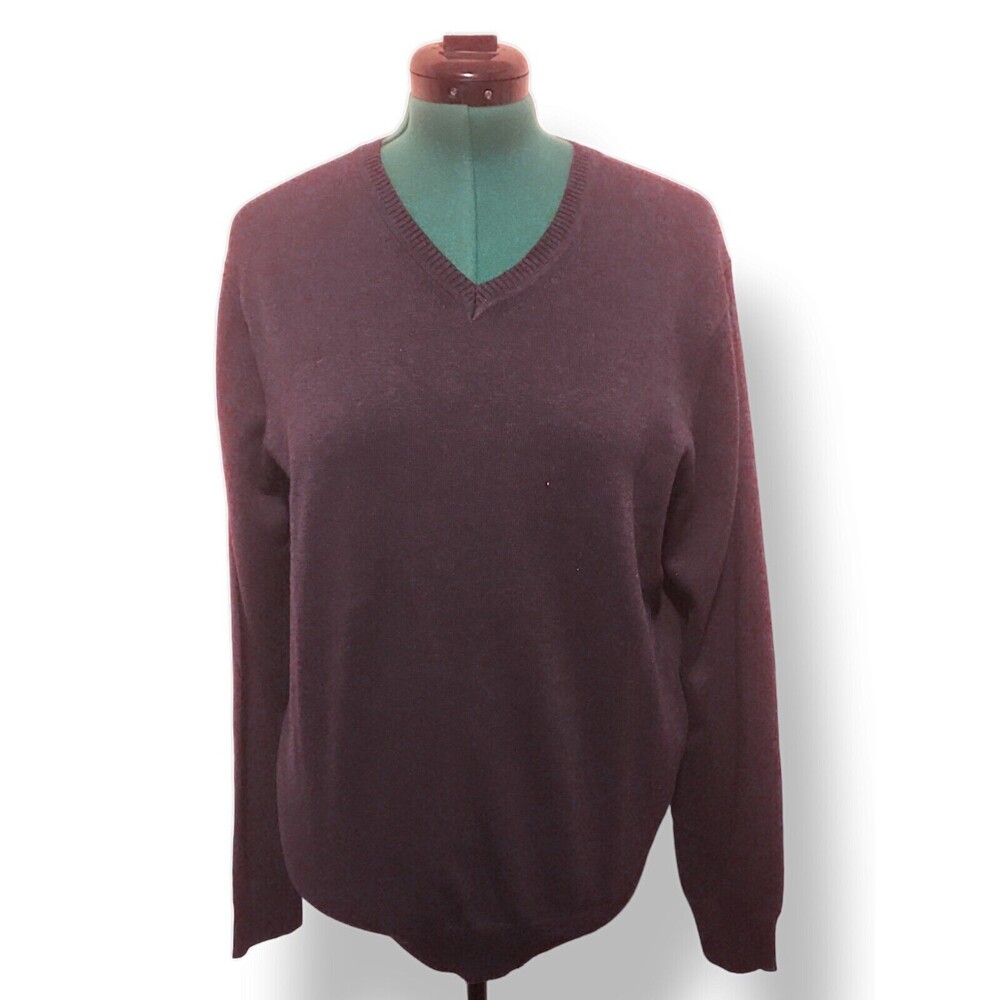 Jos A Bank Men’s L V-neck sweater plum purple Softest 100% Pima Cotton